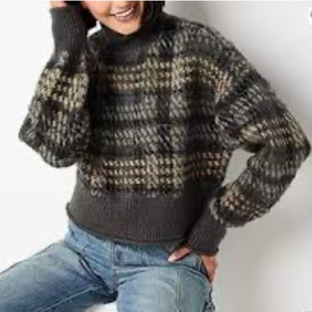 Cropped Arizona Brown and Cream Plaid Sweater